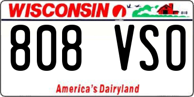 WI license plate 808VSO