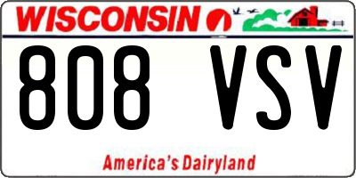 WI license plate 808VSV