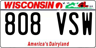 WI license plate 808VSW