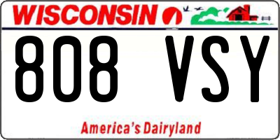 WI license plate 808VSY
