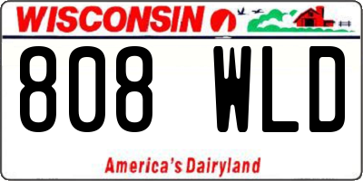 WI license plate 808WLD