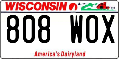 WI license plate 808WOX