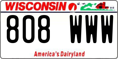 WI license plate 808WWW