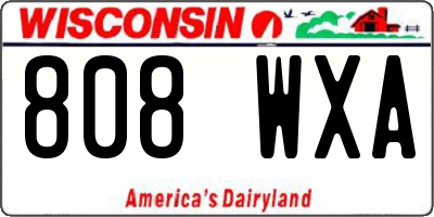 WI license plate 808WXA