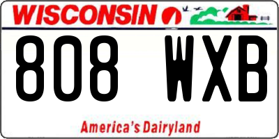 WI license plate 808WXB