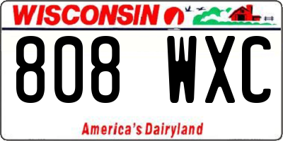 WI license plate 808WXC