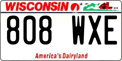 WI license plate 808WXE