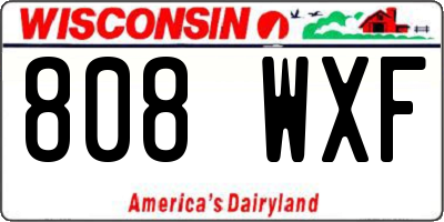 WI license plate 808WXF
