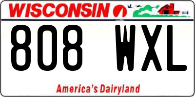 WI license plate 808WXL
