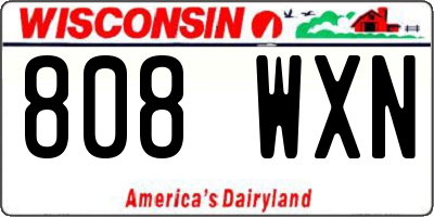 WI license plate 808WXN
