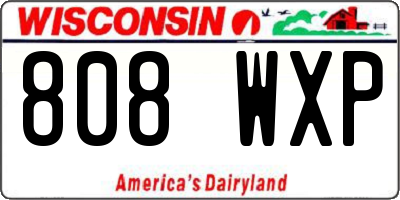 WI license plate 808WXP