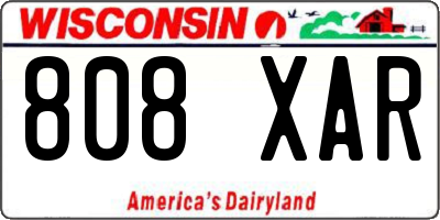 WI license plate 808XAR