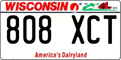 WI license plate 808XCT