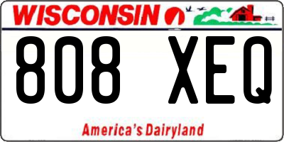 WI license plate 808XEQ