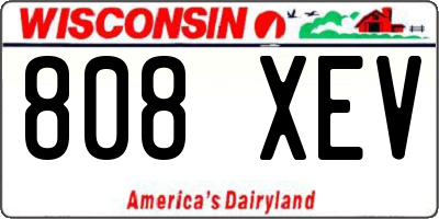 WI license plate 808XEV