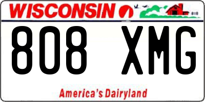 WI license plate 808XMG