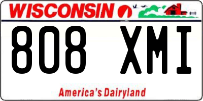 WI license plate 808XMI