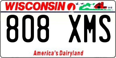 WI license plate 808XMS