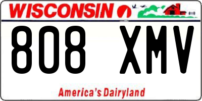 WI license plate 808XMV