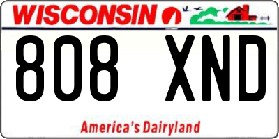 WI license plate 808XND