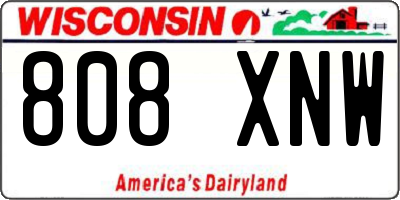WI license plate 808XNW