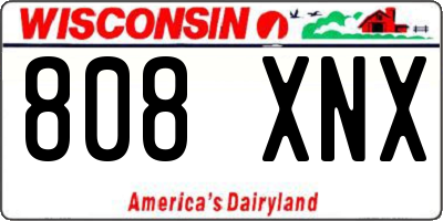 WI license plate 808XNX