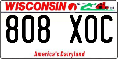 WI license plate 808XOC