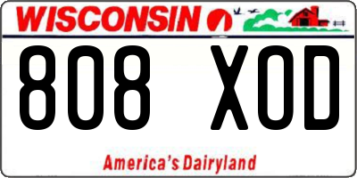 WI license plate 808XOD