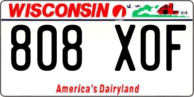 WI license plate 808XOF