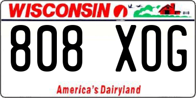 WI license plate 808XOG