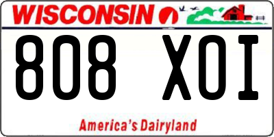 WI license plate 808XOI