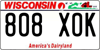 WI license plate 808XOK