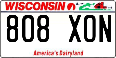 WI license plate 808XON