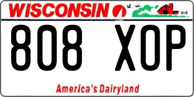 WI license plate 808XOP