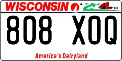WI license plate 808XOQ