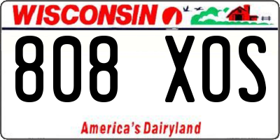 WI license plate 808XOS