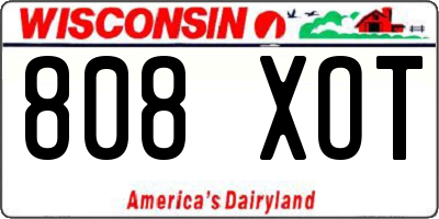 WI license plate 808XOT