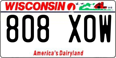 WI license plate 808XOW