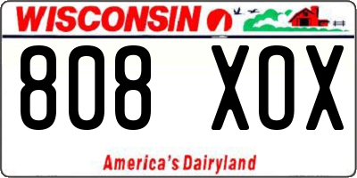 WI license plate 808XOX