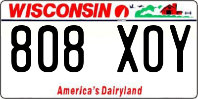 WI license plate 808XOY