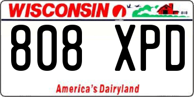 WI license plate 808XPD