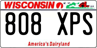 WI license plate 808XPS