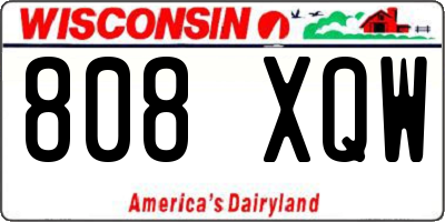 WI license plate 808XQW