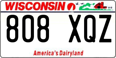 WI license plate 808XQZ