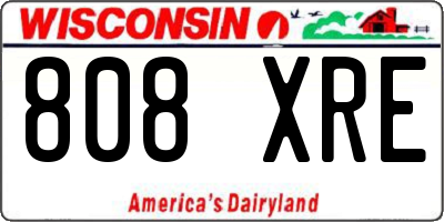 WI license plate 808XRE