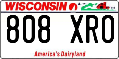WI license plate 808XRO