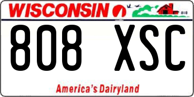 WI license plate 808XSC