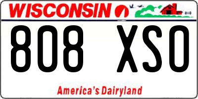 WI license plate 808XSO