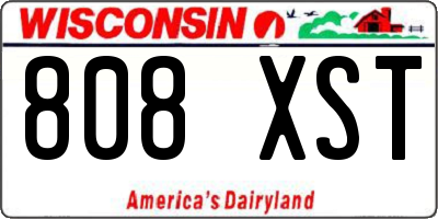 WI license plate 808XST