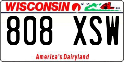 WI license plate 808XSW